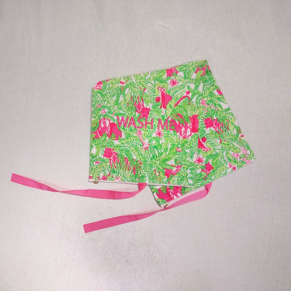 Lilly Pulitzer 'Wash Me Wear Me' Laundry Resort Travel Bag Safari Green & Pink - Picture 5 of 8
